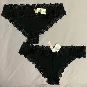 NEW VS PINK Extra Low Rise Thong - Black - 2